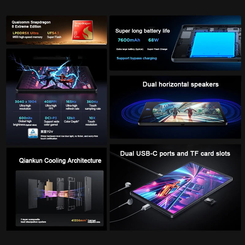 8.8" 3K Gaming Tablet Android 15 – Snapdragon 8, 165Hz